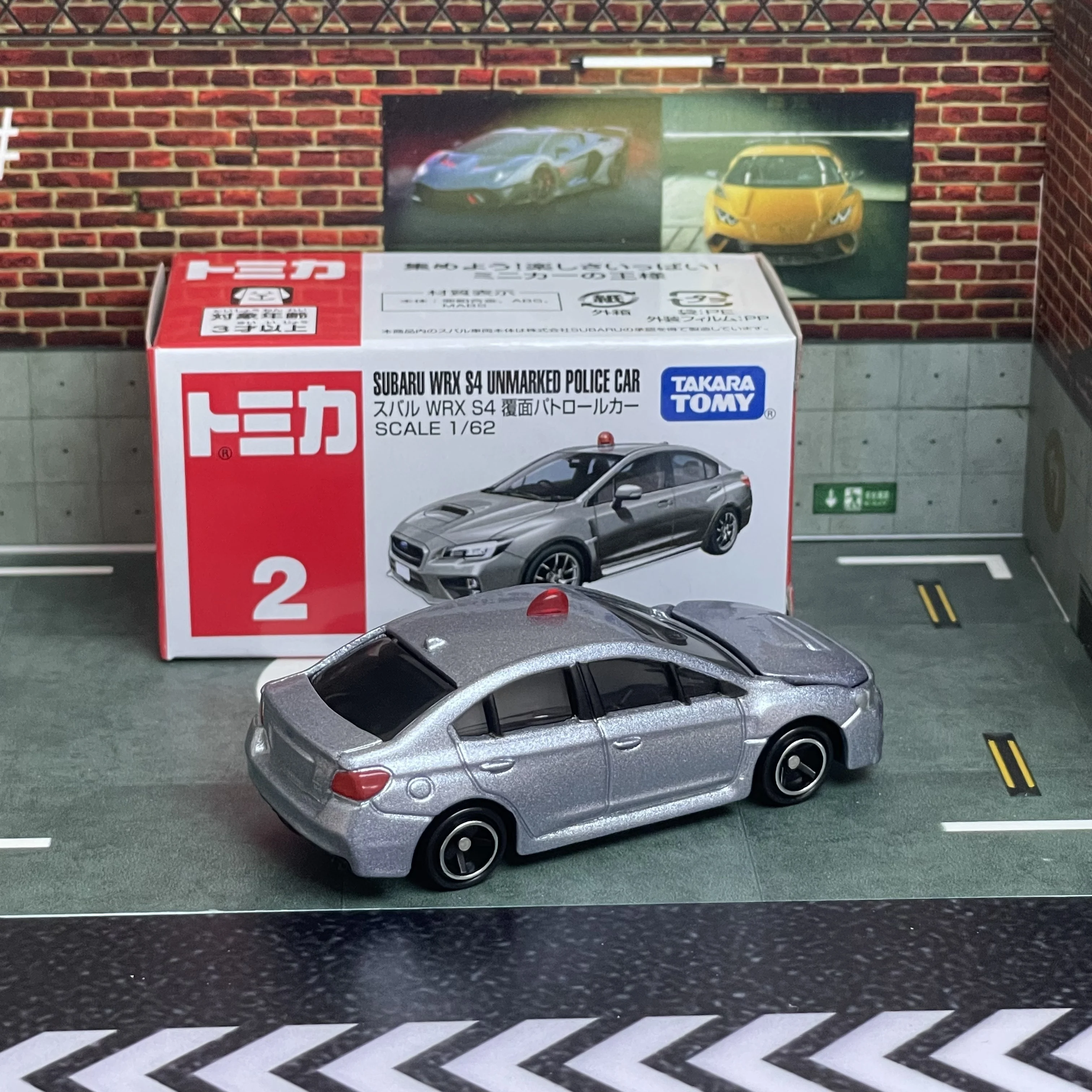 Takara Tomy Tomica No.2 Subaru WRX S4 Unmarked Patrol Car 1:64 Scale Alloy Diecast Car Mini Vehicle Collection Gift for Kids
