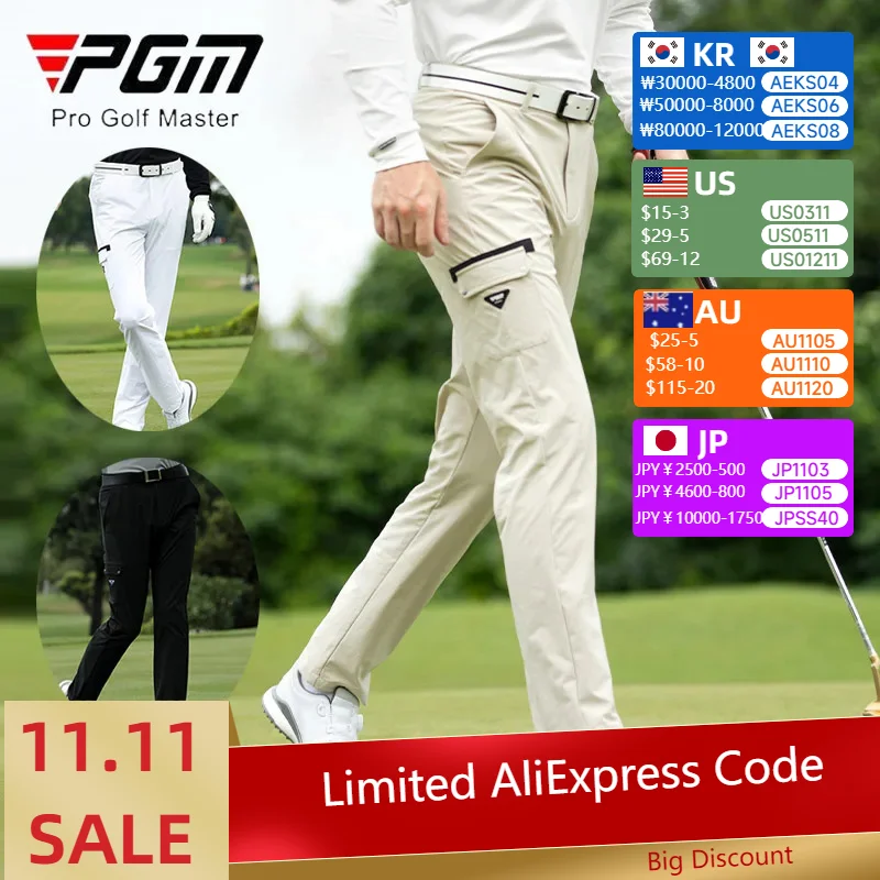 

Брюки-карго PGM мужские с большими карманами, эластичные прямые штаны для гольфа, уличные брюки со средней талией, повседневные спортивные штаны для гольфа, 2XS-3XL