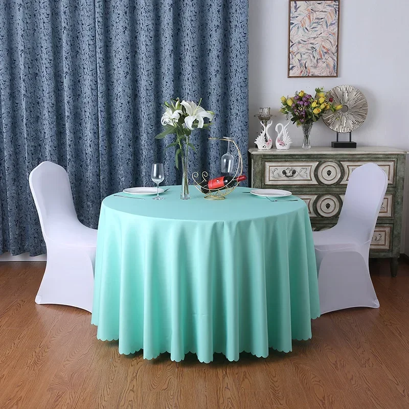 Bruiloft Decoratie Tafelkleed Rond Doek Polyester Effen Kleur Banket Hotelshow Verjaardagsfeestje Effen Duurzaam Voor Gebruik - afbeelding 1