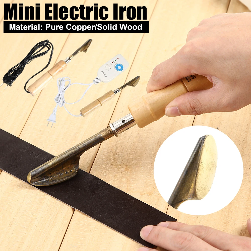 

Household Mini Electric Iron Wood Handle Leather Clothing Shoes Wrinkle Removal Smooth Tool Household Small Mini Electric Iron