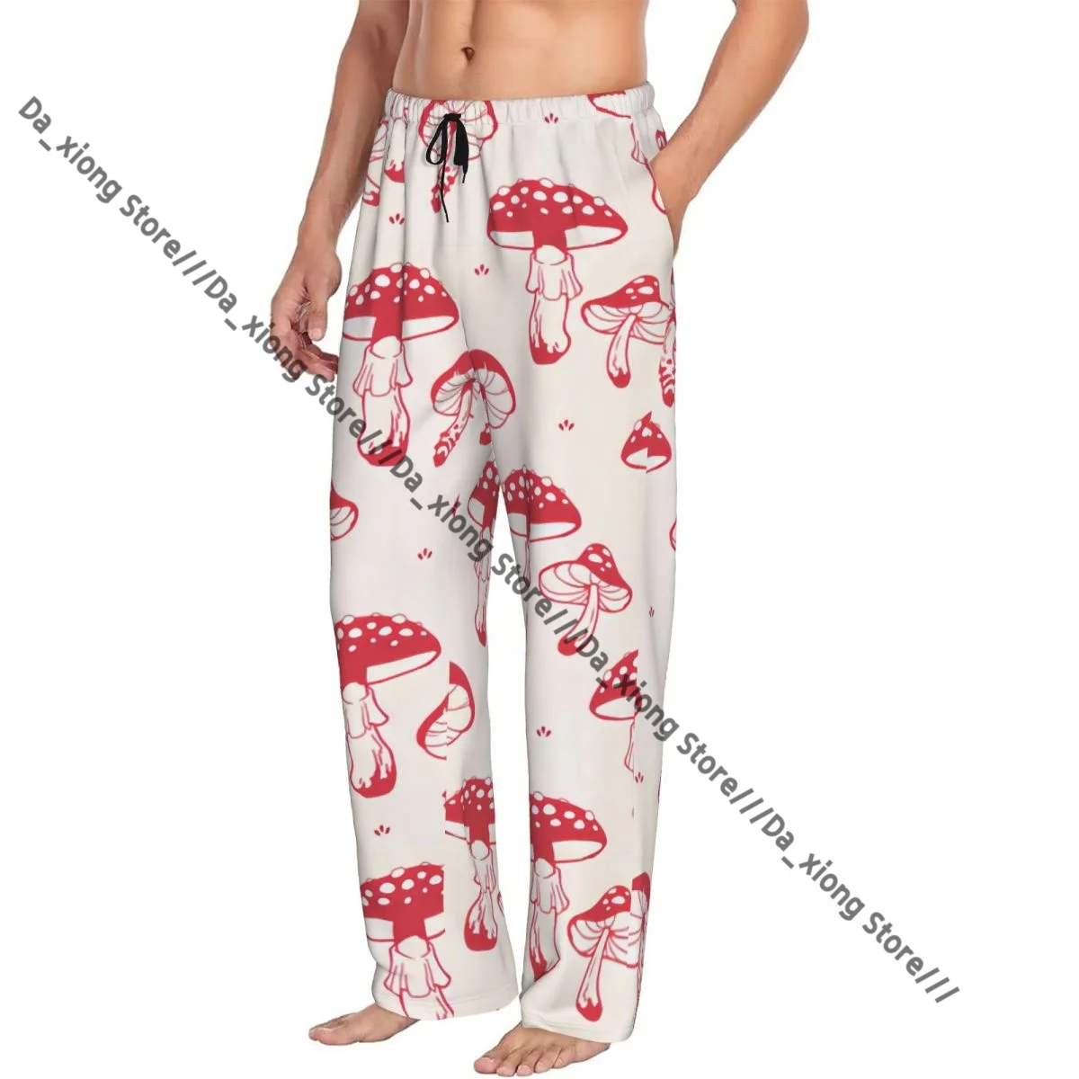 

Мужские пижамы с растительным узором в виде грибов, пижамы, брюки, брюки для отдыха, штаны для сна