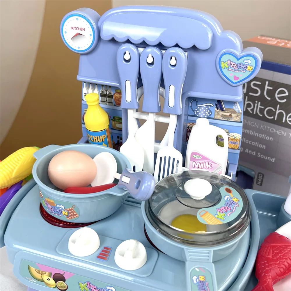 Juguetes de cocina simulados, juego de cocina con iluminación y sonidos, juguete educativo divertido para niños