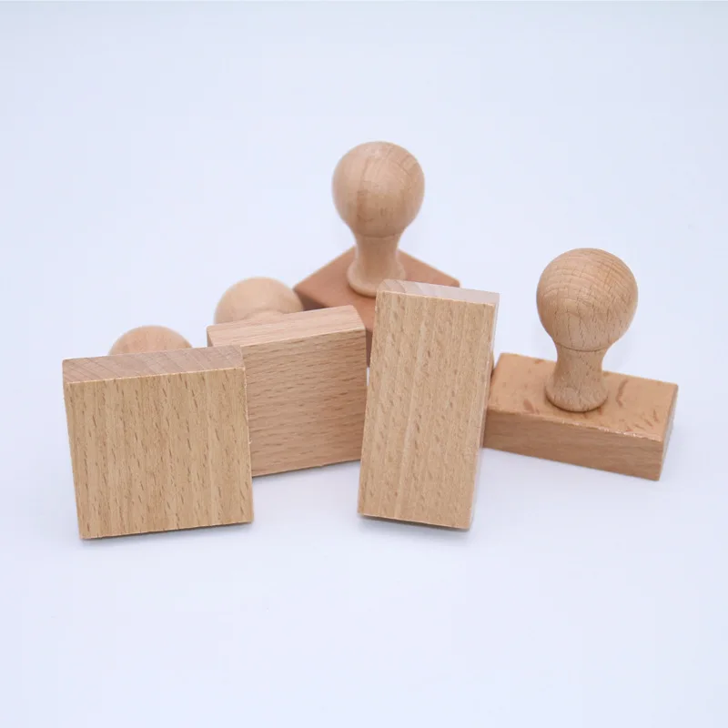 3Pcs Wooden Handle Seal Square Beech Wood Material Wooden Seal Stamp Handle DIY Decorative Wooden Seal Handle Crafts Handles