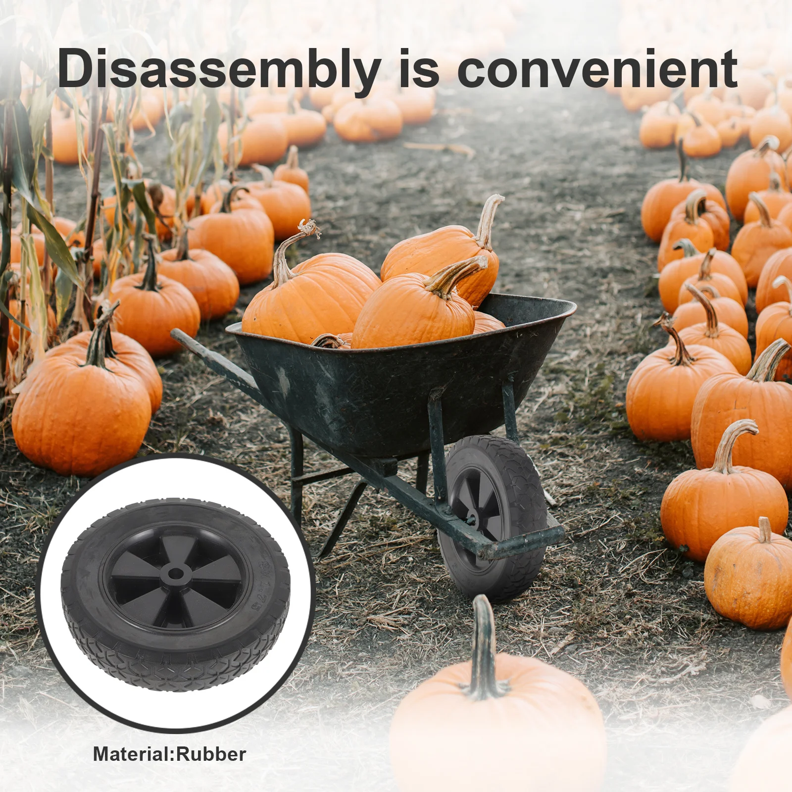 

Rubber Wheel For Trolley Garden Cart Wheel Replacement Durable Solid Wheelbarrow Wheels Wear Resistant Cart