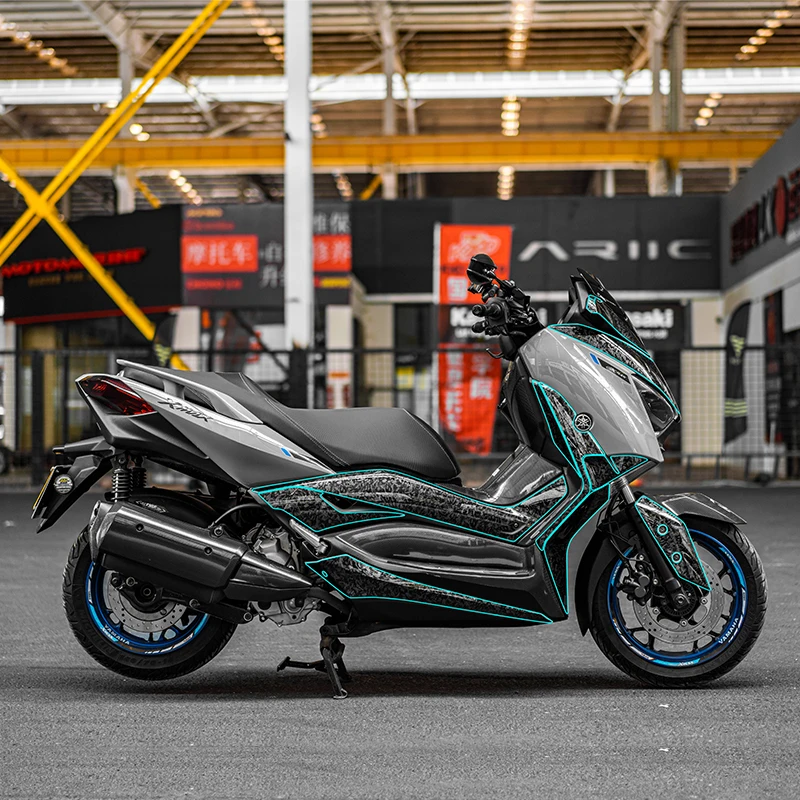 لياماها XMAX300 2022 نمط 5D مطبوعة مزورة ألياف الكربون الحصرية R & D واقية ملصق الدراجة الملحقات #6