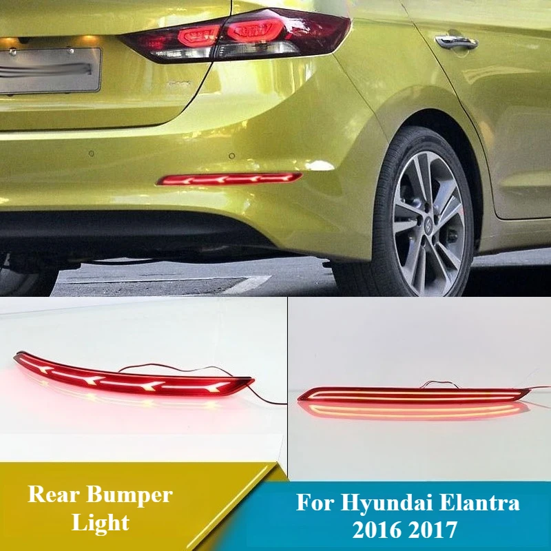 

For Hyundai Elantra 2016 2017 2Pcs LED Rear Bumper Light Reflector Driving Brake Light Rear Fog Lamp Daytime Running Lights