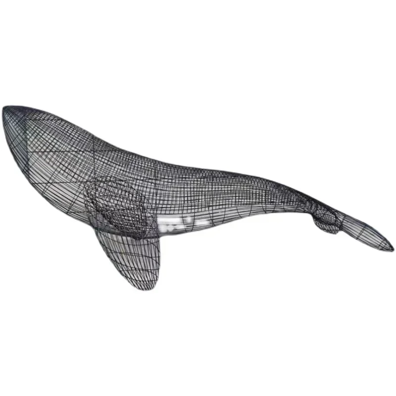 

Wrought iron hollow whale sculpture stainless steel woven dolphin aquarium animal hotel exhibition hall hanging decorations