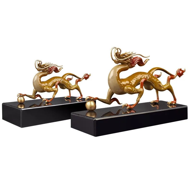

Bronze Dragon Ornament Chinese Zodiac Dragon Crafts Office Entrance Desktop Decoration Opening Gift