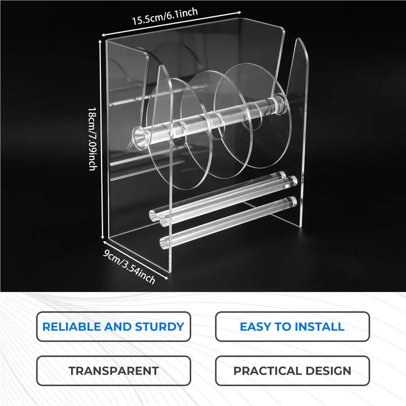 QWE-3X Adjustable Label Dispenser Acrylic Sticker Roll Dispenser Sticker Roll Holder Clear Label Holders 4 Disks