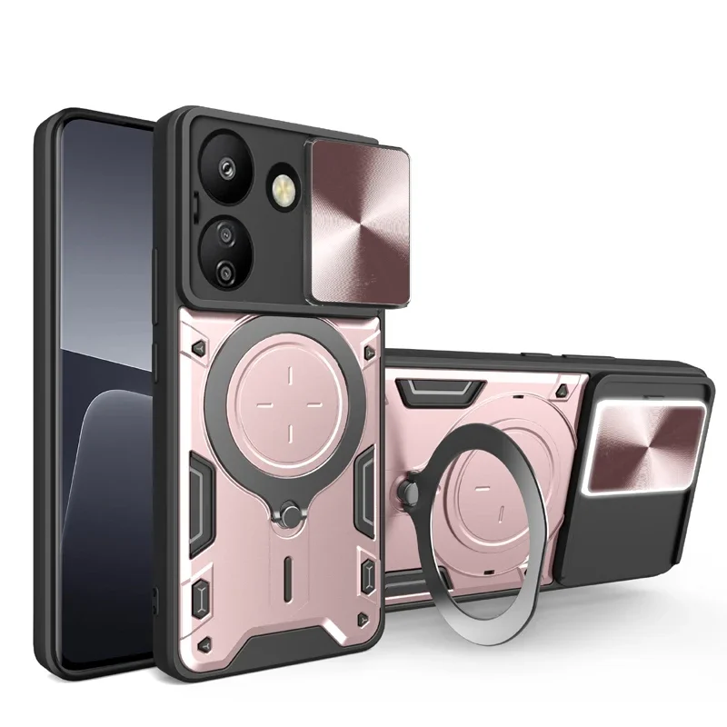 Capa para xiaomi mi poco c75 c71 c55 c61 c65 suporte magnético girado anel kickstand camada pesada à prova de choque capa de telefone