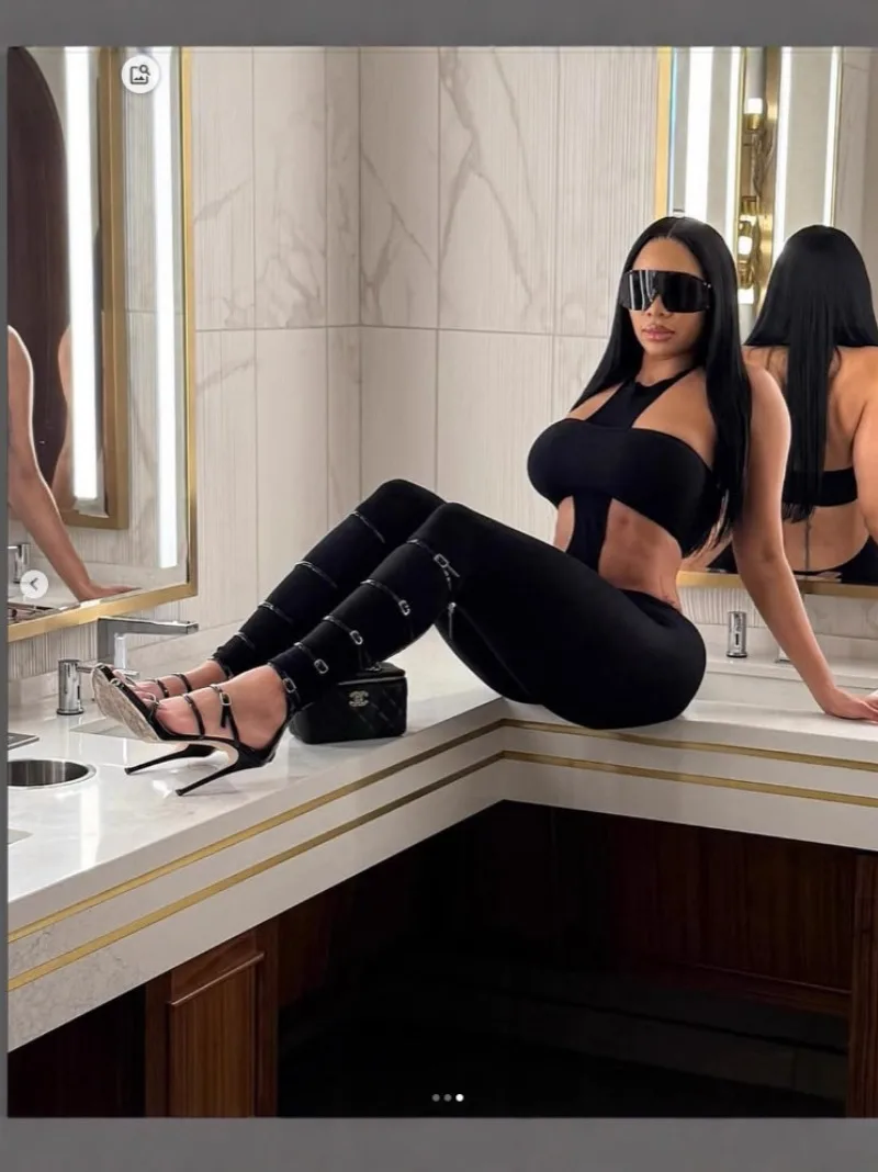 النادي الليلي سليم 2 قطعة مجموعة حمالة أنبوب + أكمام الرسن عارية الذراعين نحيل حللا Y2K الشارع الشهير وزرة المرأة مثير البدلة