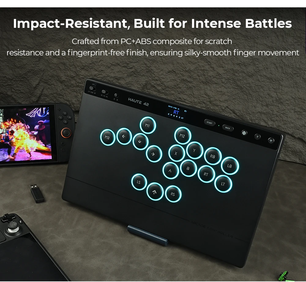 Haute42 W-P1 Tri-Mode 2.4G Kabelloser Touchscreen-Controller ohne Hebel für PC/PS4/PS5/Switch Stickless Arcade-Controller – Detail 28