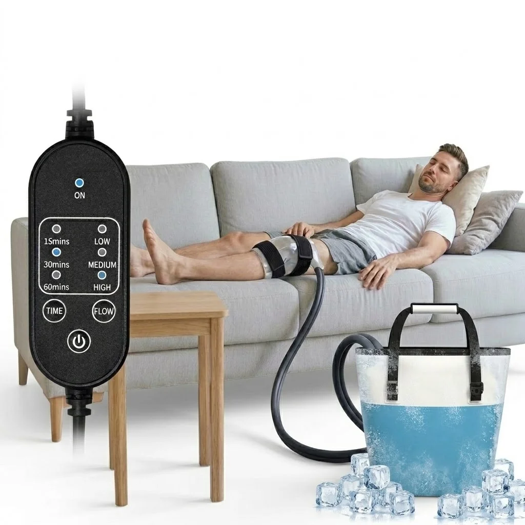 Portable Ice Therapy Machine for Knee After Surgery Sports Recovery Cold Water Circulation System with Timer and Flow Control