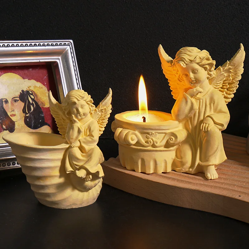 

Angel Flowerpot Concrete Silicone Molds DIY Home Gardening Candlestick Tray Plaster Resin Mould Ornaments Soap Candle Mold
