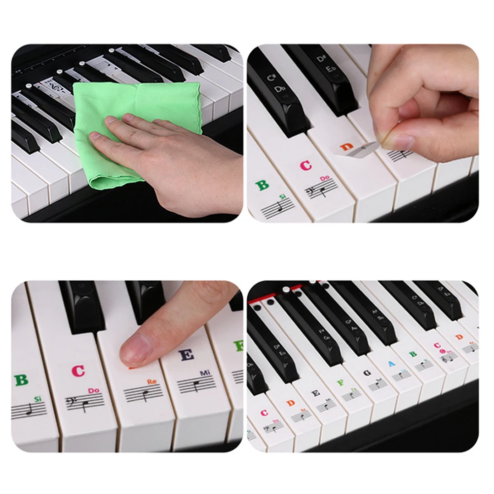 For Piano Lovers Piano Decal Notes Piano Stickers 1 Pcs 88/61/54/49/37 Keys Approx. 25*23cm Colorful Brand New
