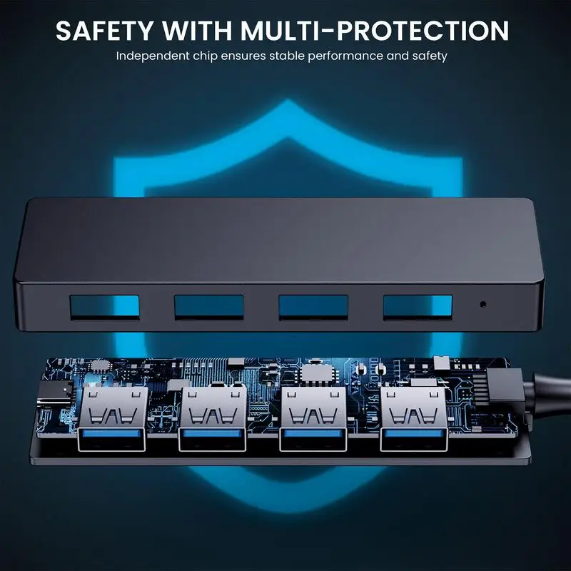 4 منافذ USB 3.0 Hub USB Hub فاصل عالي السرعة لملحقات جهاز الكمبيوتر متعدد المنافذ HUB 4 منافذ USB 3.0
