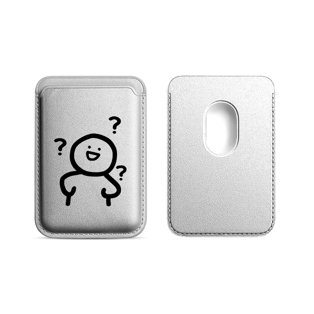 Question Mark Little Man Leder-Kartenetui Telefonkartenhalter für Magnetische Hülle Geeignet für alle iPhone Magsafe Karten-Handytaschen – Detail 18