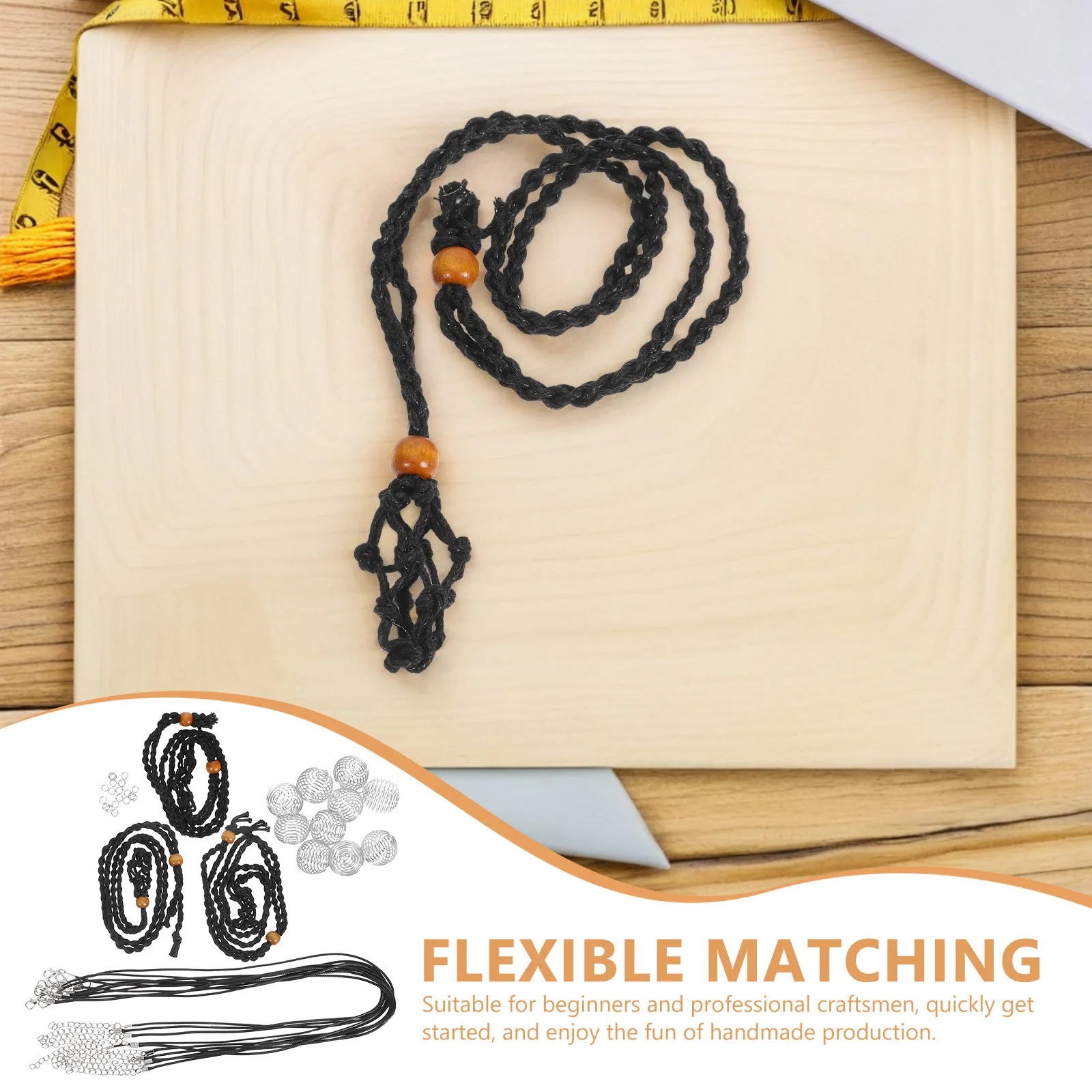 1Set Black Iron Wire and Waxed Cotton Thread Cord Combo Kit for DIY Necklace Bracelet Jewelry Making Creative Beginner Friendly - view 5