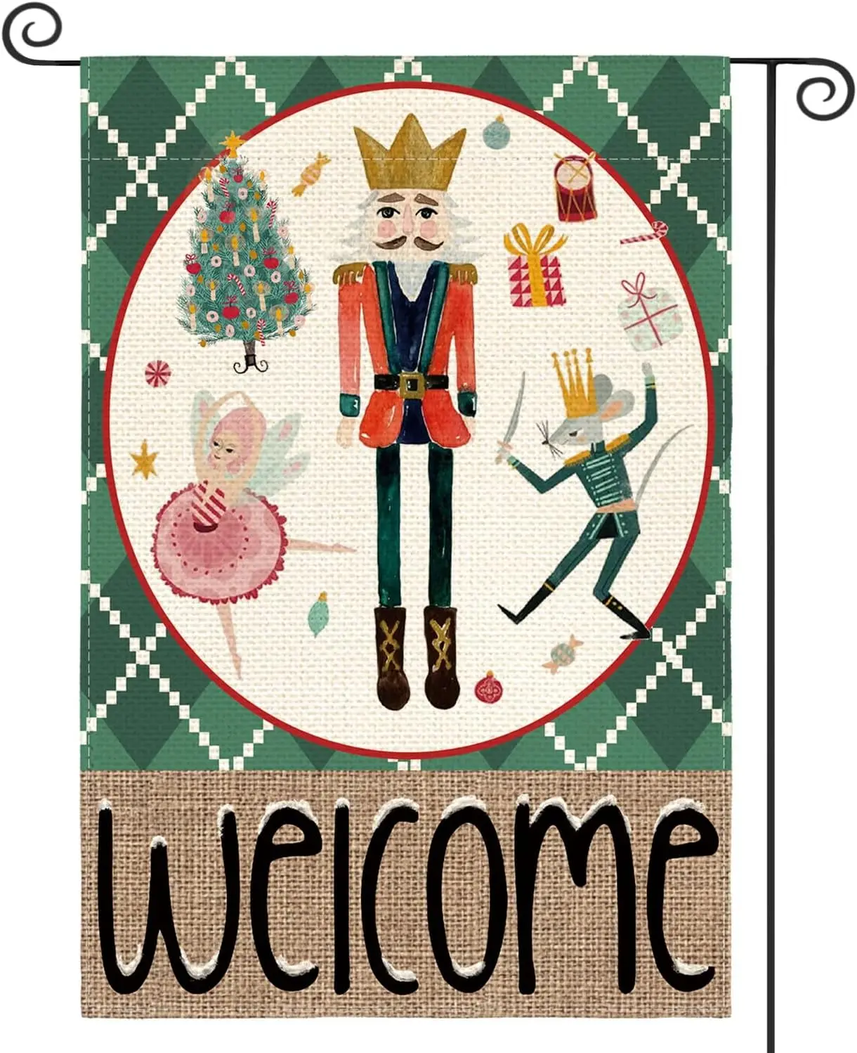 AVOIN colorlife Nutcracker Welcome Christmas Garden Flag 12x18 Inch Double Sided Outside, Winter Festive Holiday Yard Outdoor De