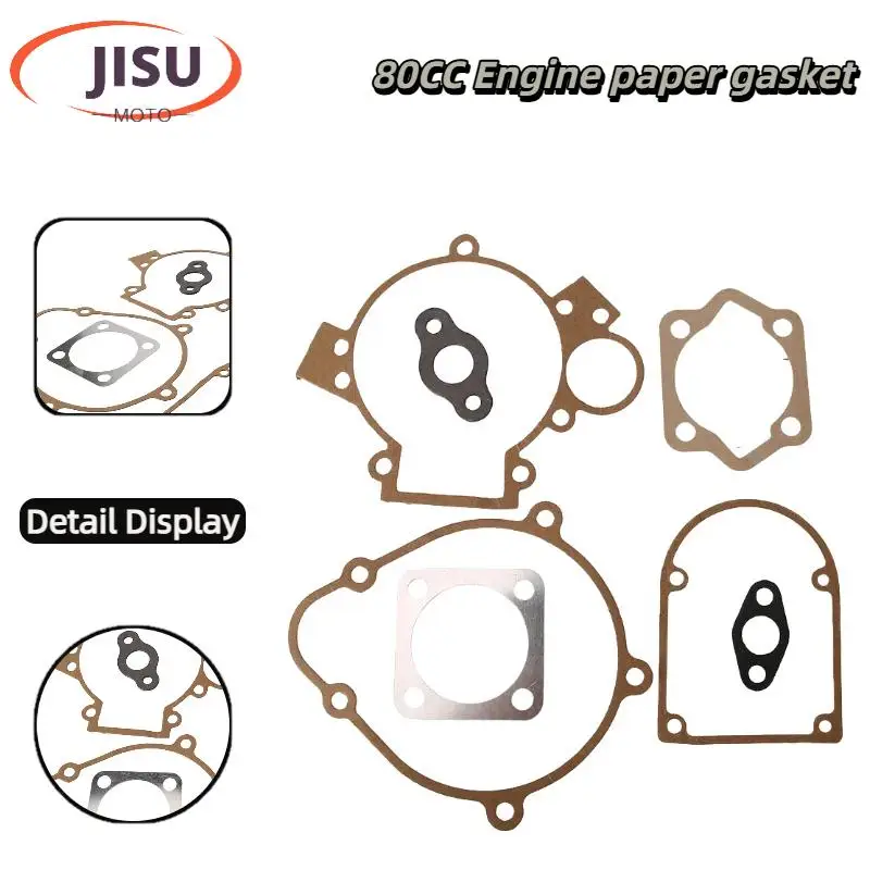 

80cc 2-Stroke Gasket Set Kit – Engine Gasket for Motorised Bicycle Push Bike Cylinder and Crankcase Engine Components