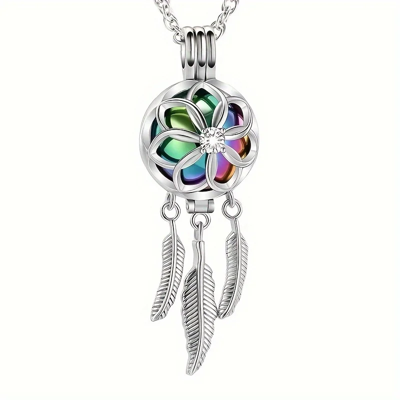 1pcs Cremation Jewelry Dream Net Urn Pendant Necklace with Hollow Urn Cremation Jewelry for Ashes Dream Catcher Shape