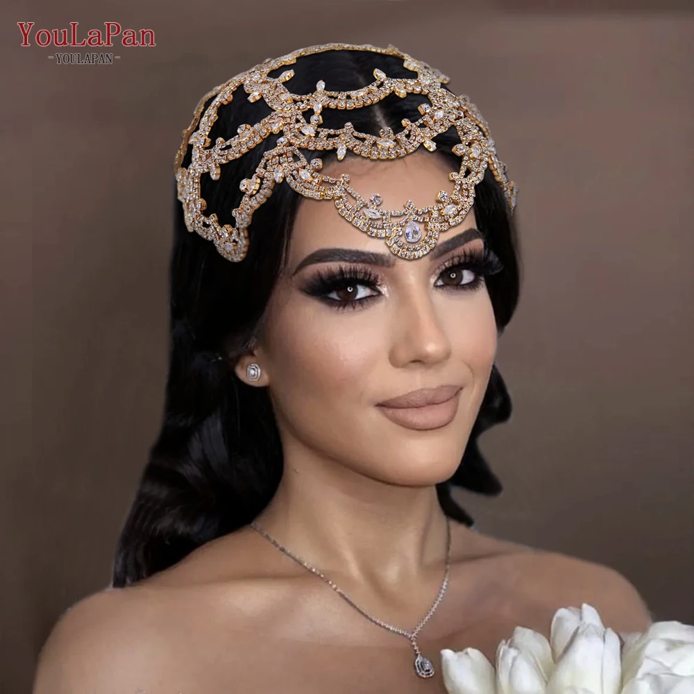 Youlapan hp480 rhinestone casamento bandana de luxo nupcial headpiece feminino casamento acessório do cabelo forma flor headwear