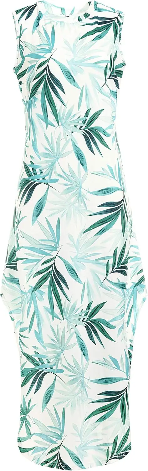 Damska luźna sukienka letnia bez rękawów z rozcięciem Maxi długa koszula plażowa sukienka podróżna wakacje 2025 letnie stroje