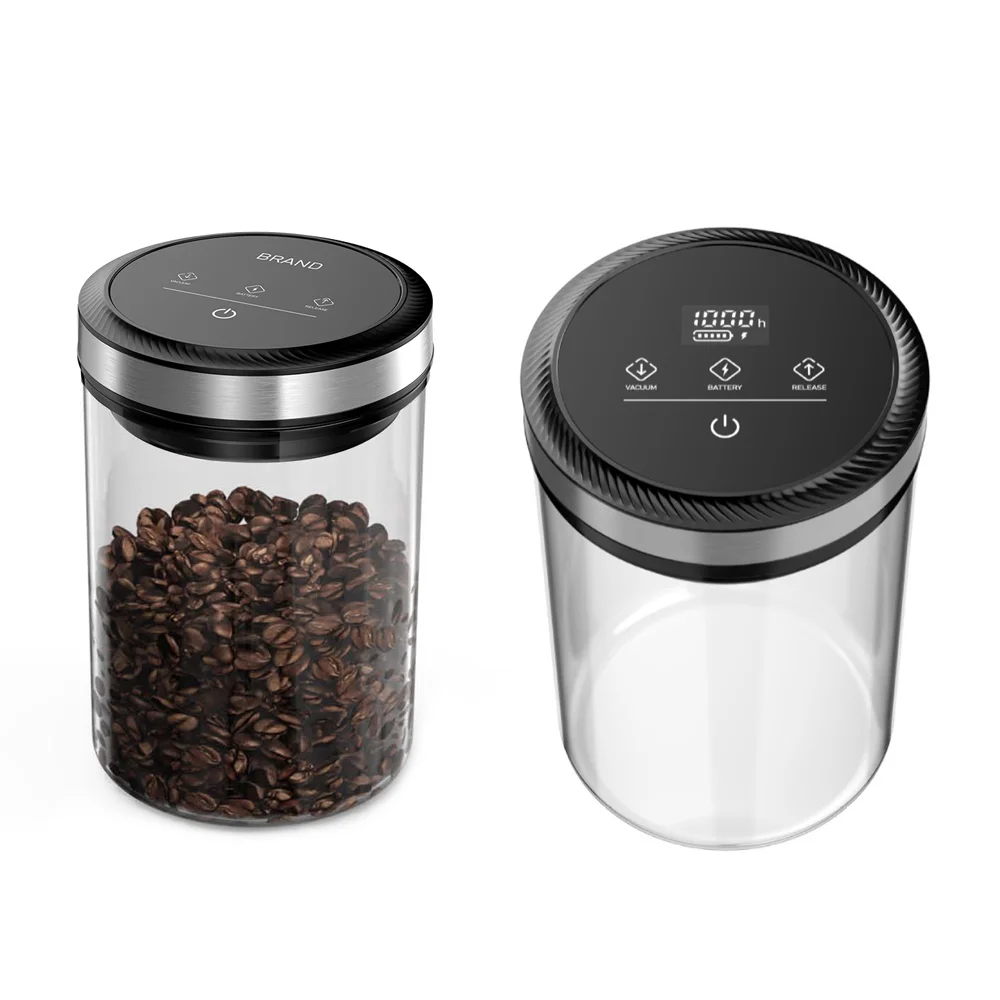 

Автоматическая электрическая вакуумная канистра для кофе на 1,6 л с дисплеем времени/мощности, перезаряжаемая герметичная банка для хранения