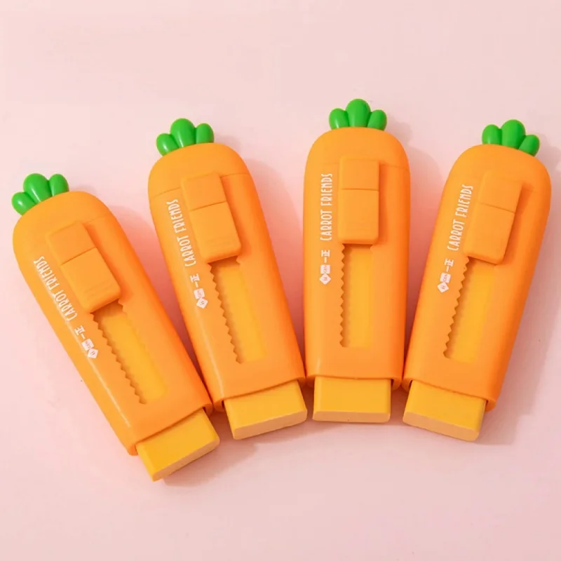 New Personalized Stationery Carrot Push-Pull Eraser For Student Supplies