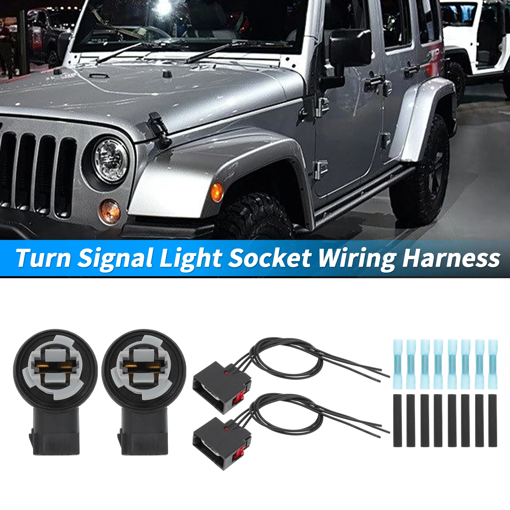 

X Autohaux Turn Signal Light Socket Harness for Jeep Wrangler JK JKU 07-18 No.68030098AA