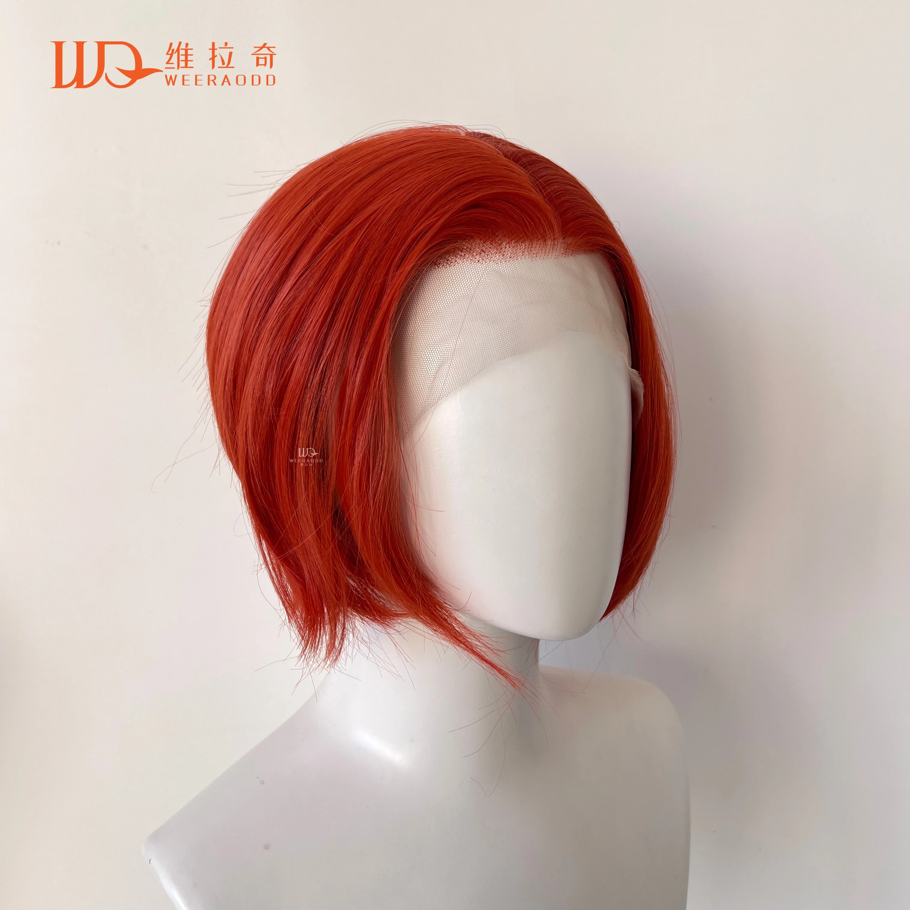 

Бесклеевой короткий парик боб, 8-дюймовый оранжево-красный парик спереди с завязкой вручную, термостойкие синтетические волосы для вечеринки, косплея