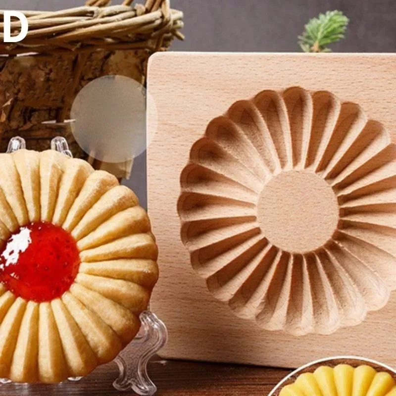 Wooden 3D Christmas Cookie Cutters Biscuit Cutter Moldes  Embossing Mold for Cakes and Cookies Press