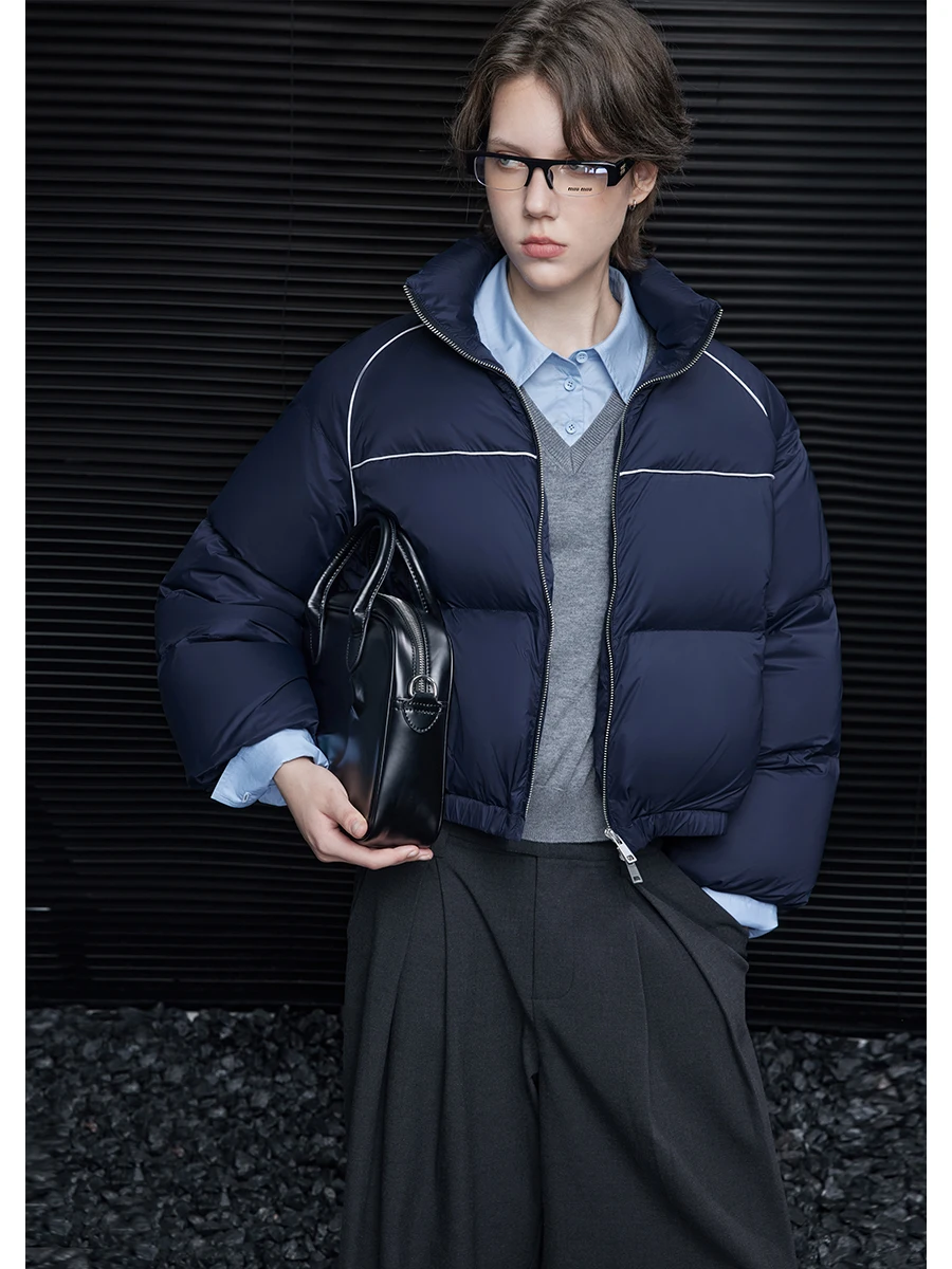 

Faionable ort Puffer Jaet Women's Stand Collar down Coat Turquoise Color Winter New Design Casual Loose Fit Warmth