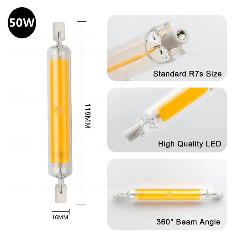 R7S LED 118mm 30W Halogen Bulb Glass Tube COB Bulb  J118  AC110V 220V Cool White Warm White R7S Corn Lamp Replace Halogen Light