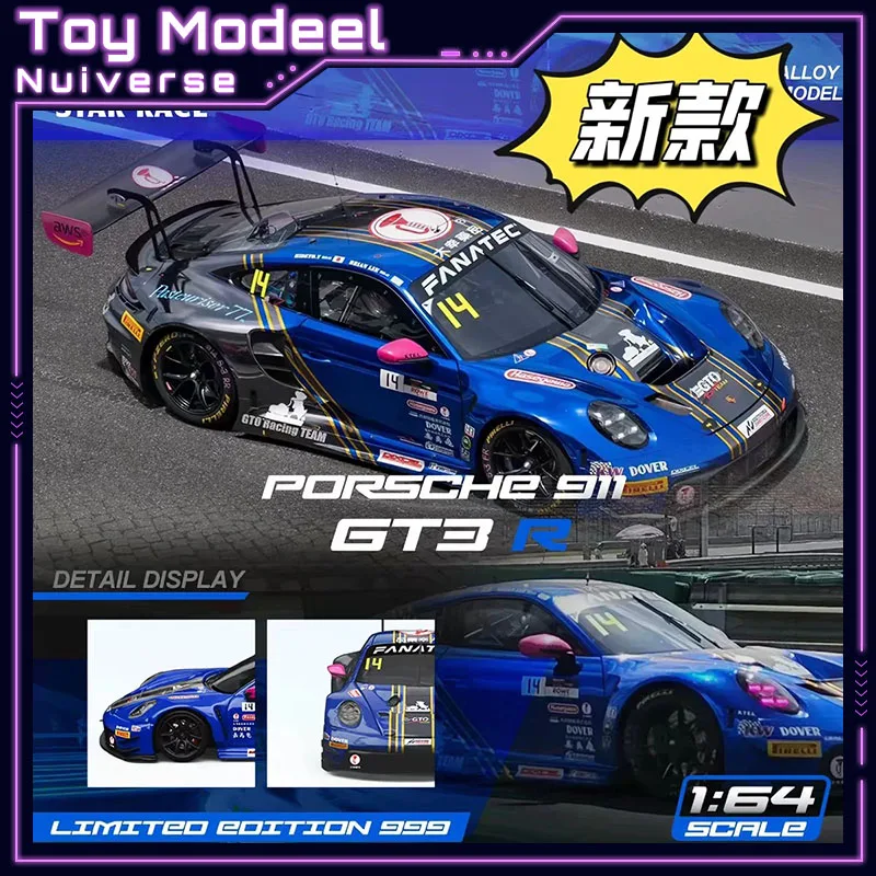 Star Race SR 1:64 Porsche 911 GT3 Dark Blue #14 Diecast Car Model Static Collection Desktop Decoration Perfect Gift For Boys