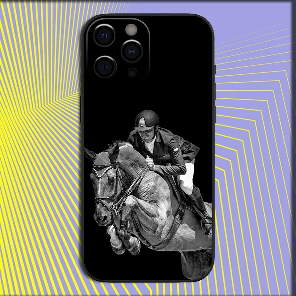 Competition Equestrian Horse Phone Case For iPhone 16,15,14,13,12,11,Pro,X,XS,Max,XR,Plus,Mini Soft Black Cover