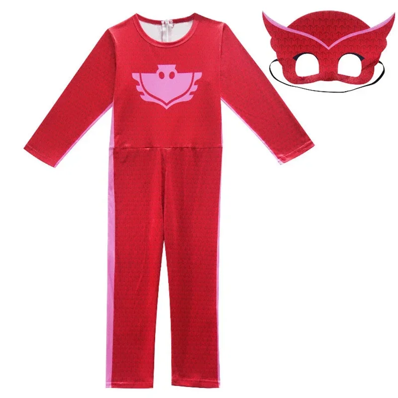 2025 New Child Cat Blue Boy Night Hero Jumpsuits Pajamas Cosplay Costume with Mask Cloak Birthday Party Dress Red Green Carni AA