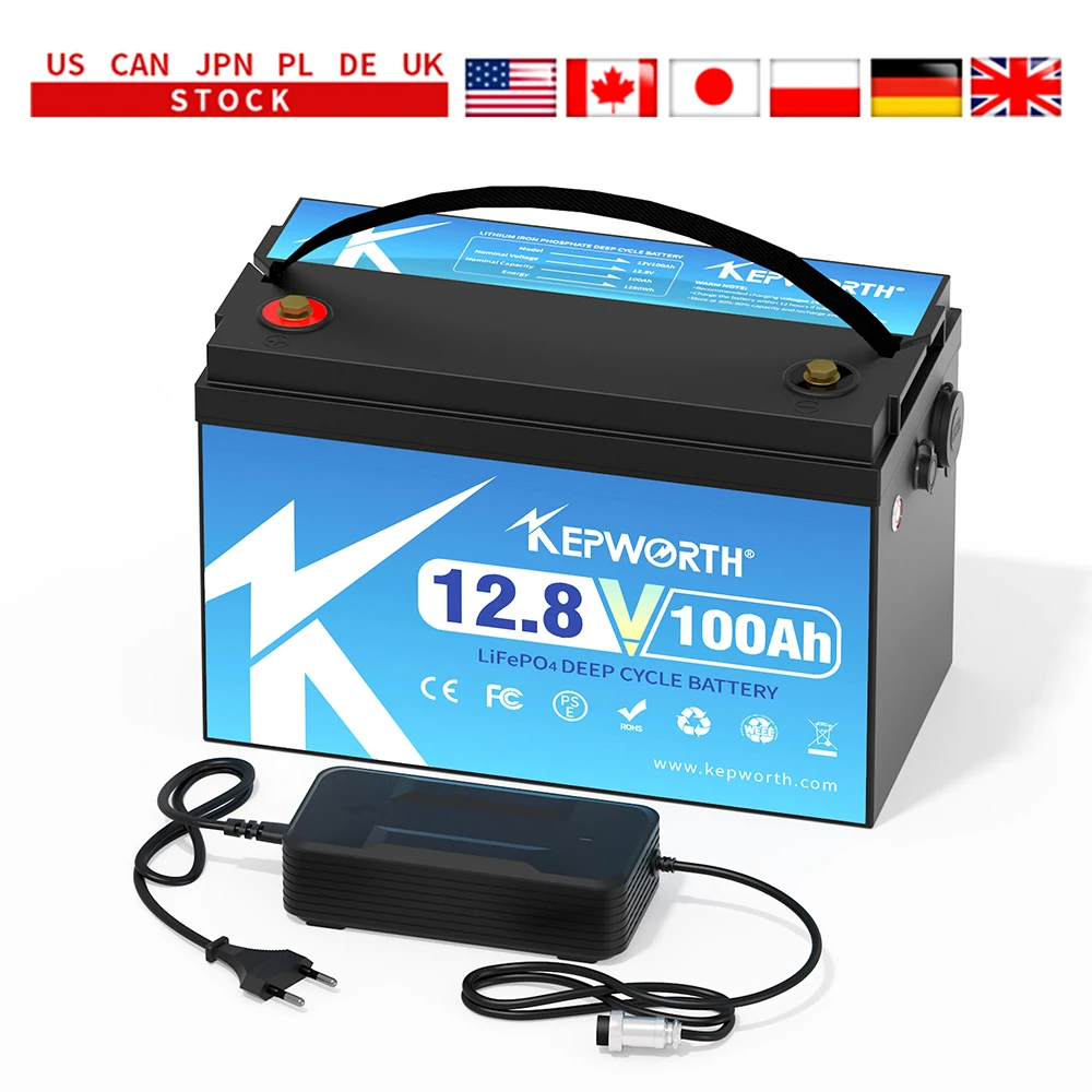 12V 100Ah LiFePO4 Storage Battery BMS Lithium Power Batteries 6000 Cycles For RV Campers Golf Cart Off-Road Off-Grid Solar Wind