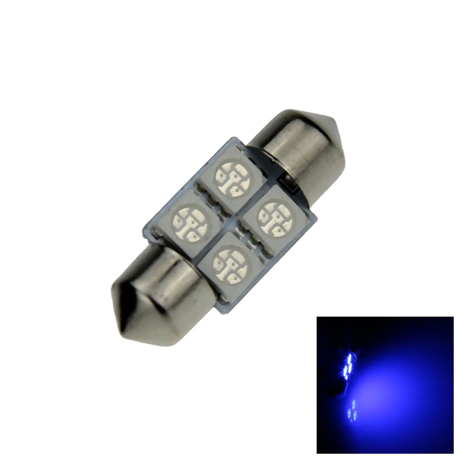 1x Blue AUTO 31MM Festoon Lamp Door Light 4 Emitters 5050 SMD LED 32mm I003-B