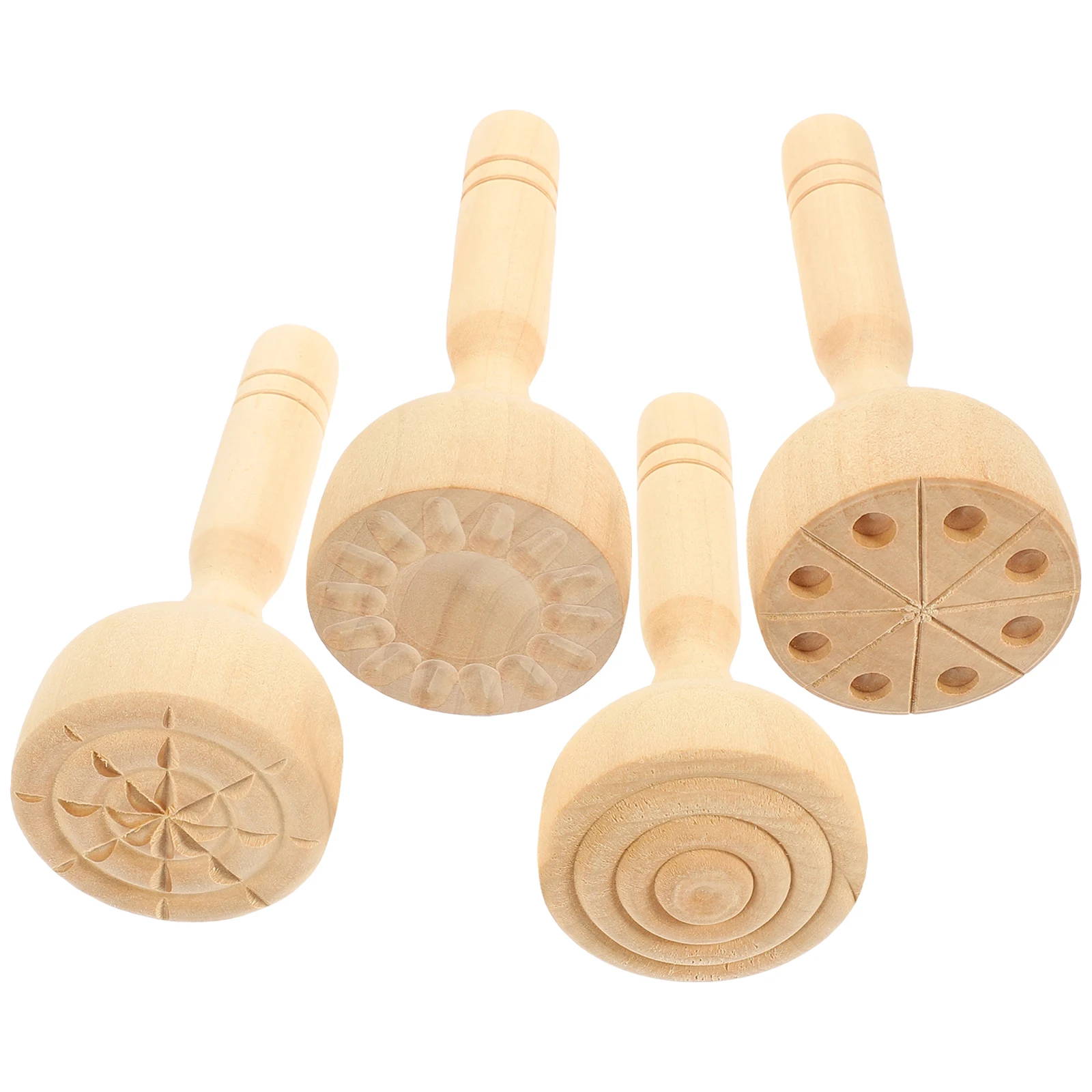 4 قطعة قوالب الطين الخشبية دائم العملي الاطفال الطين أدوات حرفية الإبداعية DIY نمط Stamps الاطفال قوالب خشبية DIY بها بنفسك أدوات الحرف اليدوية #3