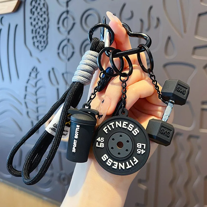 Chaveiro de Mini Halteres com Anilhas Destacáveis, Pingente DIY para Bolsa de Academia, Presente Criativo para Casais