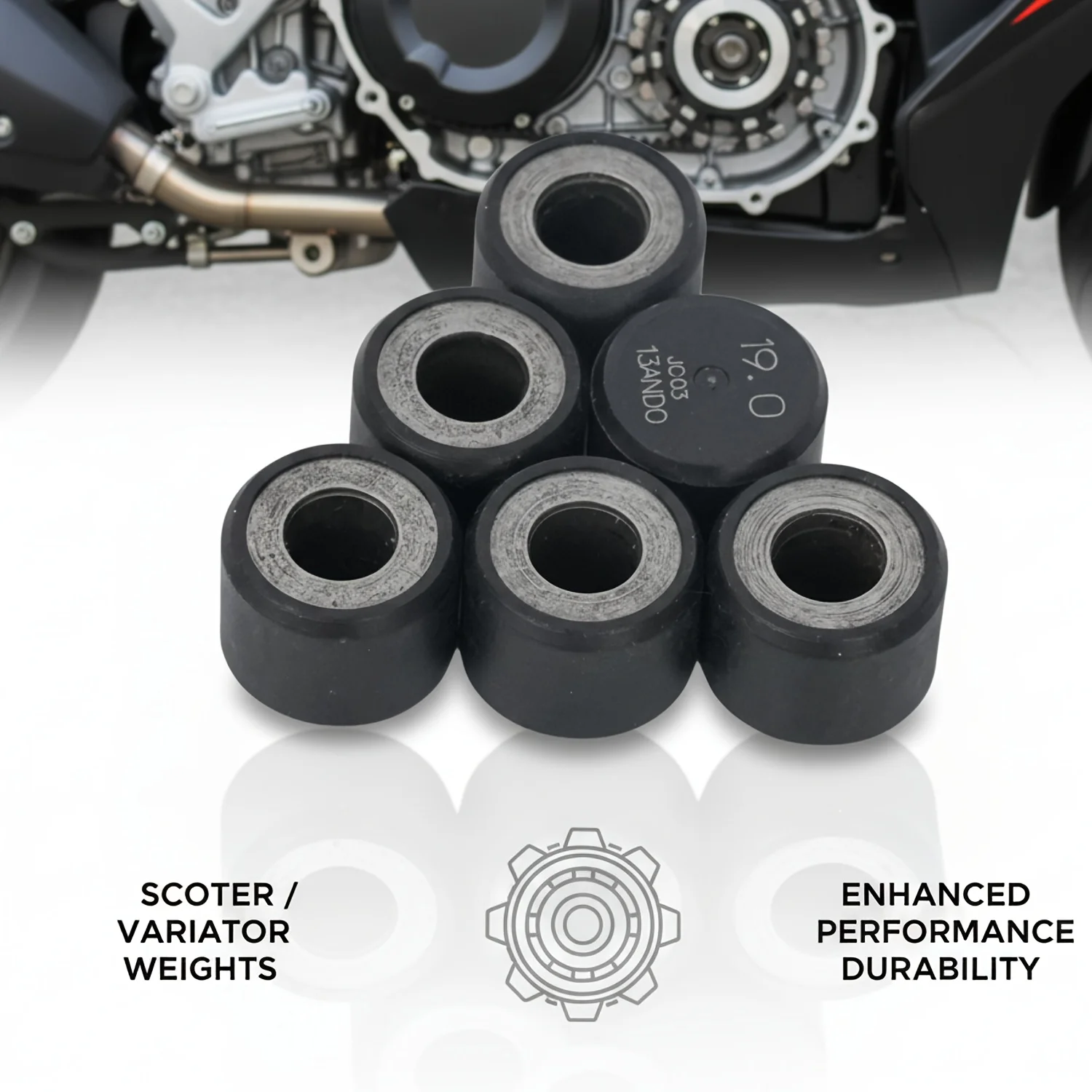 20x15mm 19g motorcycle derailleur rollers for Honda PCX125, PCX150, PCX160, ADV150, WW125, WW150, and SH125, 6-piece pack. - view 5