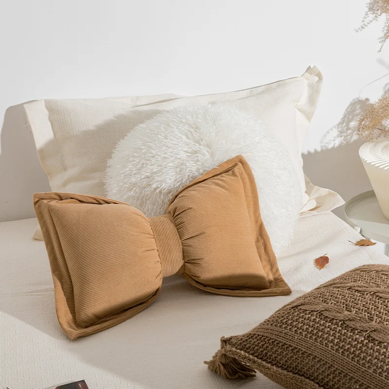 Bow Corduroy Pillowcase Decorative Home Pillow Long Plush Modern Wind Pillow Sofa Sofa Cushion Cover 30/45/60