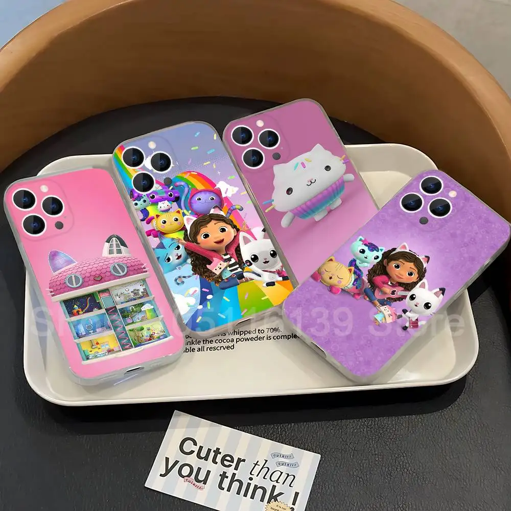 

Cartoon G-Gabbys D-Dollhouse Phone Case For iPhone 17,16,15,14,13,12,11 Pro,Max,Plus,X,XS,XR,SE4,E Mini Transparent Soft Cover