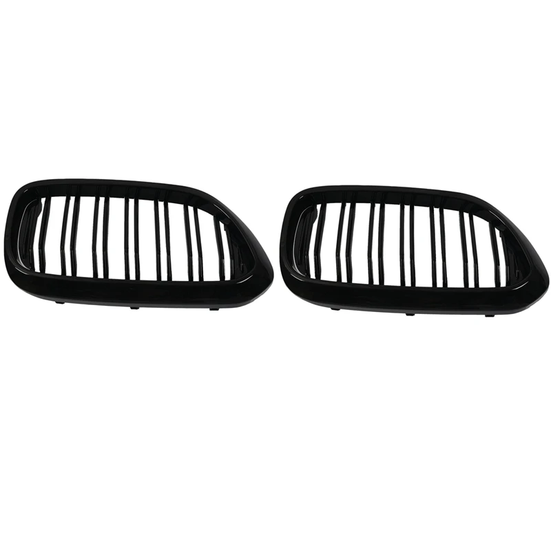 2X Front Bumper Kidney Grille Grill For BMW G30 G31 G38 5 Series 525I With M-Performance Black Double Line Kidney Grill