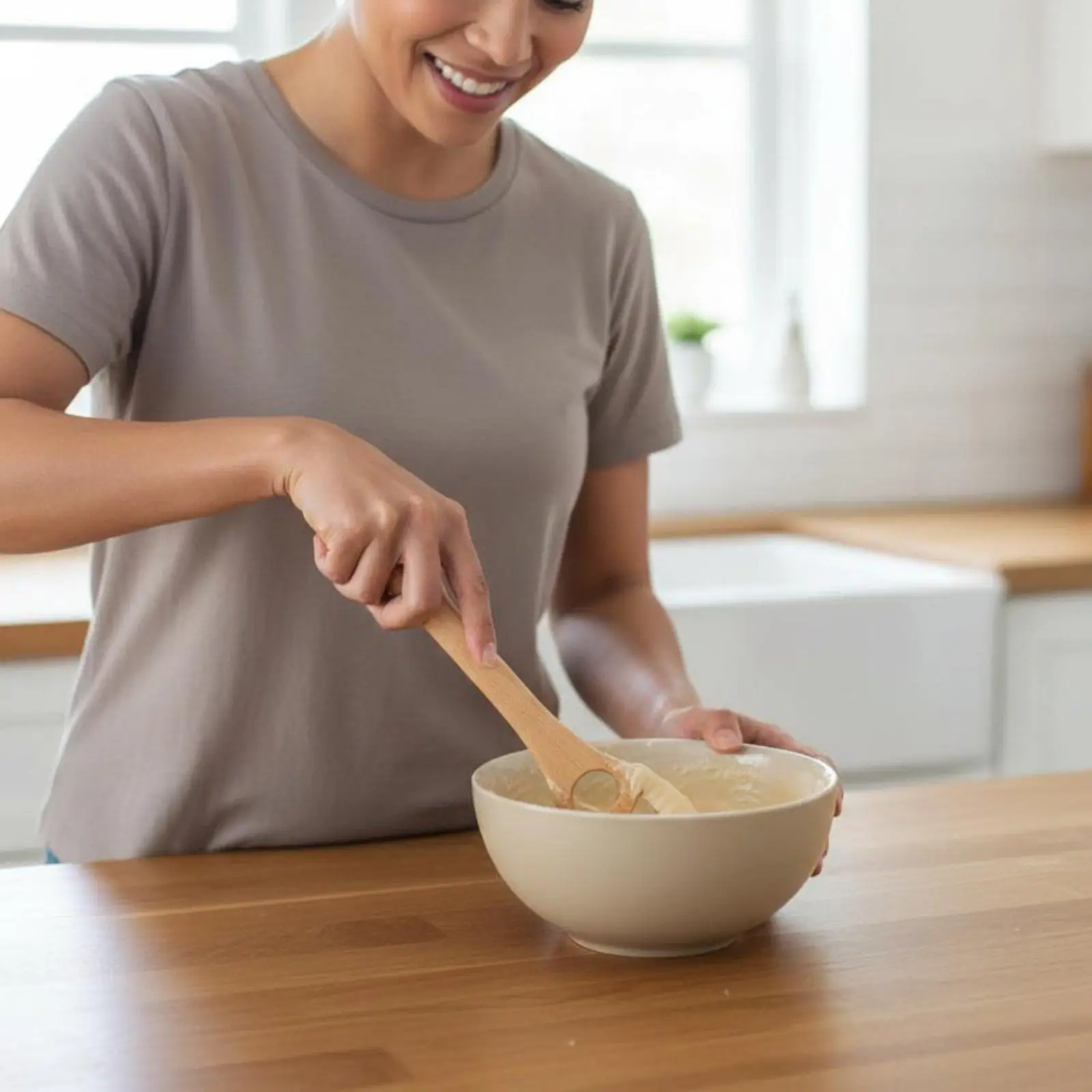 Wooden Pastry Whisk Tools Acacia Wood Open-loop Mixer Kitchen Utensil for Blending Flour and Eggs