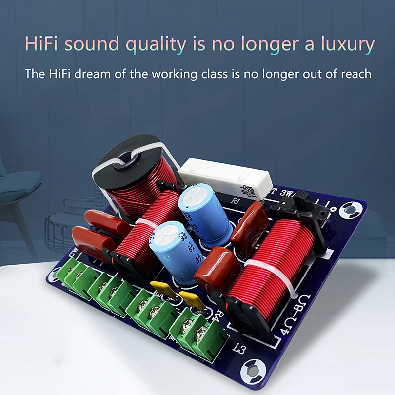 Circuit Treble Medium Bass Hifi Stereo Audio Crossover Filters 3-Way 250W 850Hz/5200Hz Frequency Divider DIY Speaker Filter