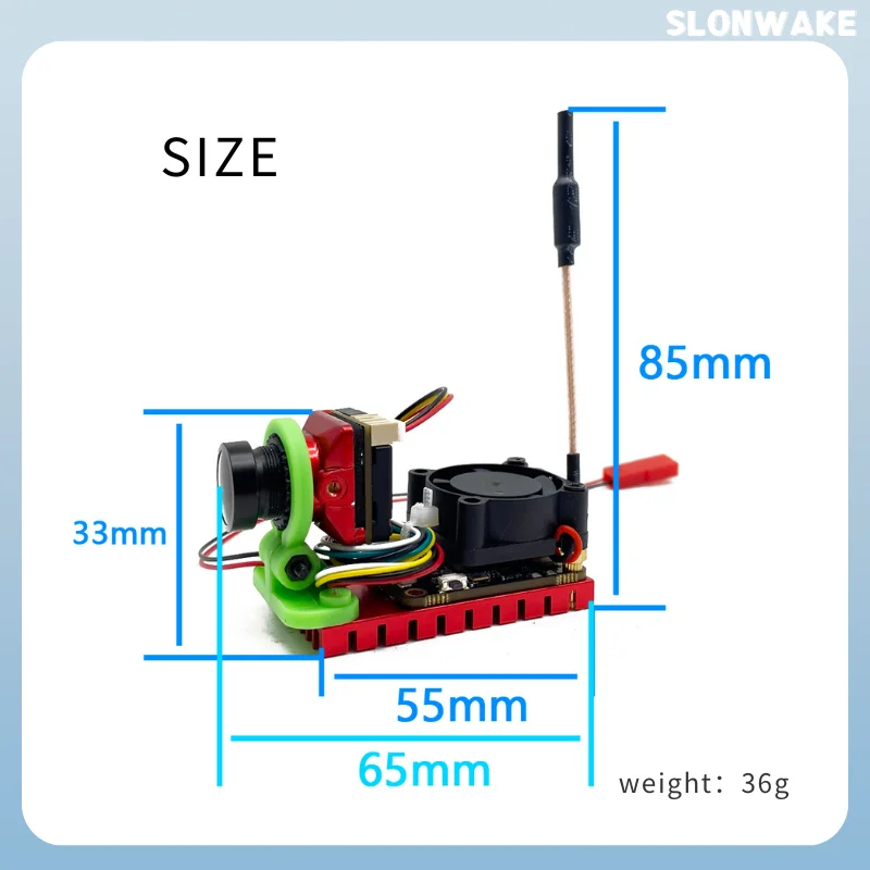 Novo produto 5.8G 48CH 1000mW câmera transmissor VTX ajustável CMOS 1500TVL AIO 130 °   suporte para uso de lente 2-4S 2,1 mm para RC PartB19