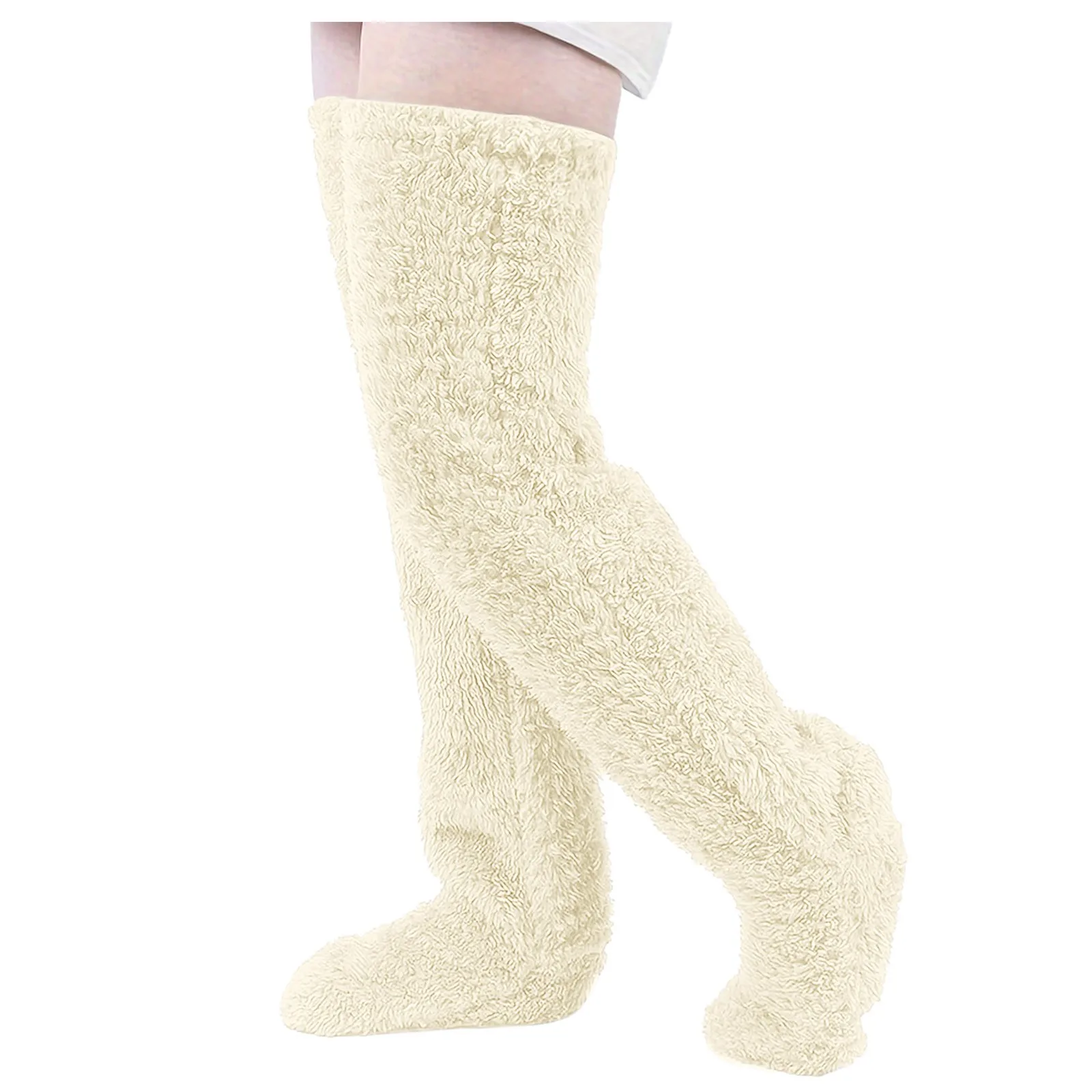 Women Winter Thigh High Socks Over Knee Fuzzy Boot Stocking Office Home Thicken Warm Knee Protection Plush Leg Warmers 2024