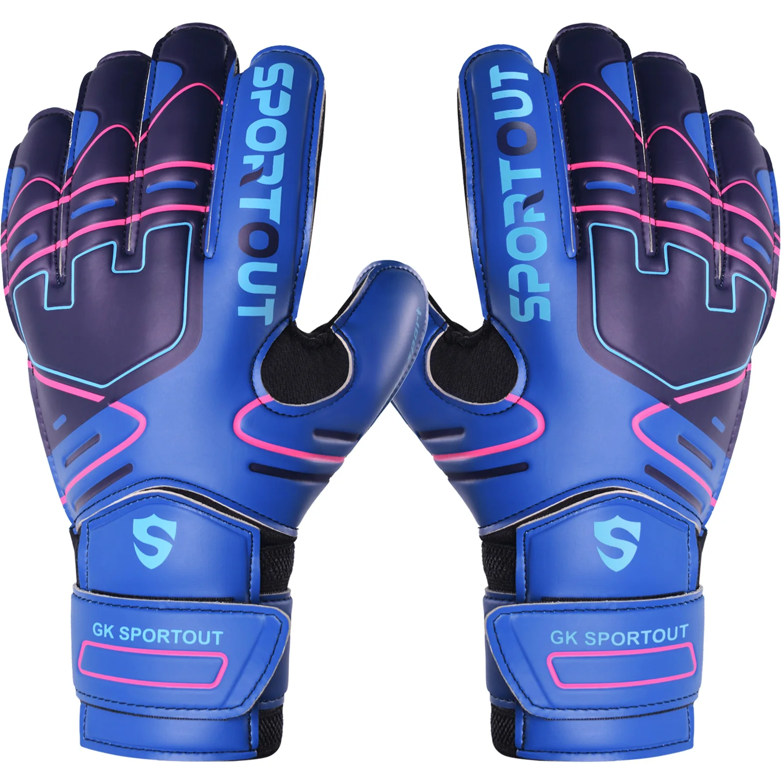 Sportout keepershandschoenen voor jongeren en volwassenen, sterke grip voor de sterkste besparingen, met vingervorm en 4+3 mm latex